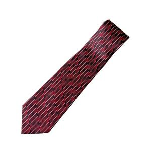 Bruno Conte 100% Silk Neck Tie 4" Red Burgundy Career Professional Party Classic